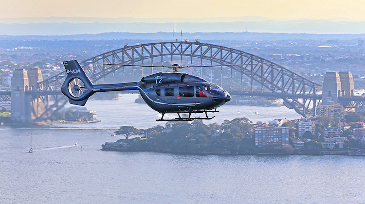 The H145 flying over Sydney. (Airbus/Paul Sadler)
