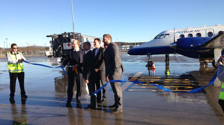 Some ribbon cutting for the first Pelican Airlines passengers at Canberra Airport. (Canberra Airport/Twitter)