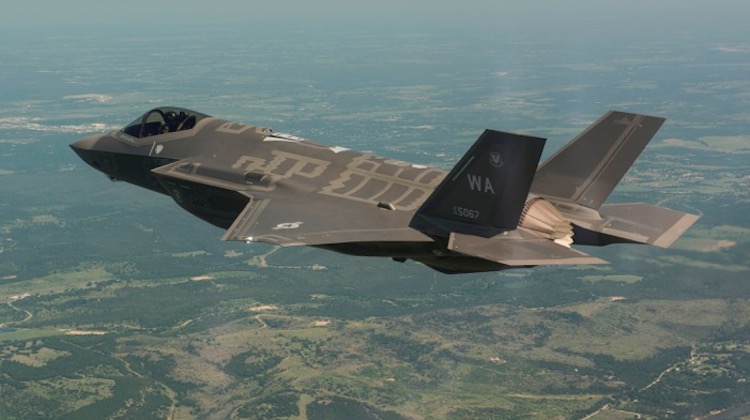 The first F-35A with Australian made vertical tails takes flight. (Defence)