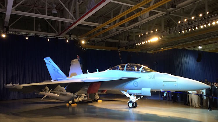 The first RAAF EA-18G at Boeing's St Louis facility in July 2015. (Gerard Frawley)q