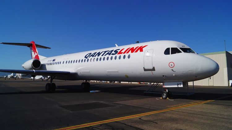 The first Network Aviation Fokker 100 in QantasLink colours VH-NHY. (Qantas)q