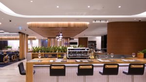 A supplied image of the new Qantas domestic business lounge in Perth. (Qantas)