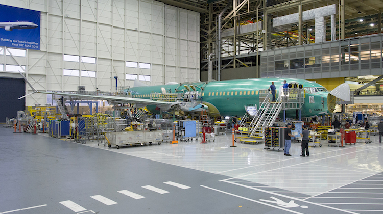 The first Boeing 737 MAX entering final assembly at Renton. (Boeing)