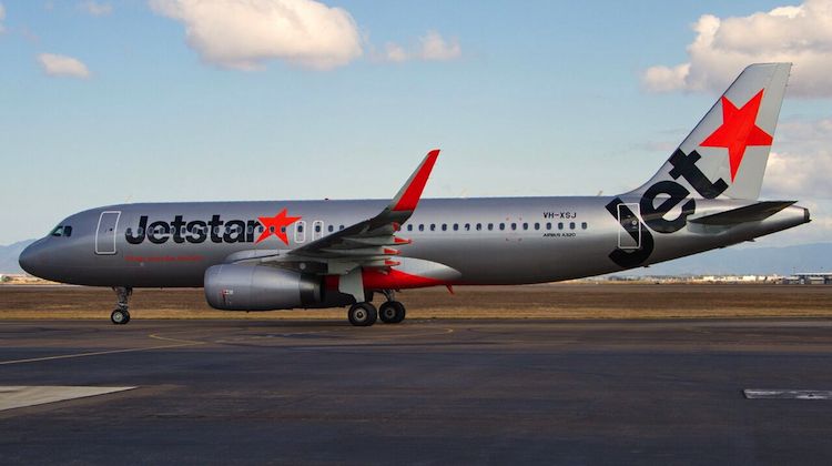 Jetstar JQ101, VH-XSJ, at Townsville Airport after arriving from Bali. (Dave Parer)