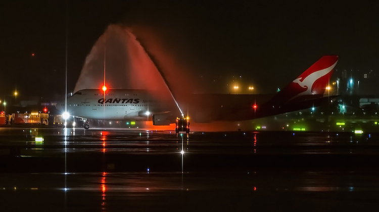 Qantas Boeing 747-400ER VH-OEE at Sydney Airport after landing from Vancouver. (Bernie Proctor)