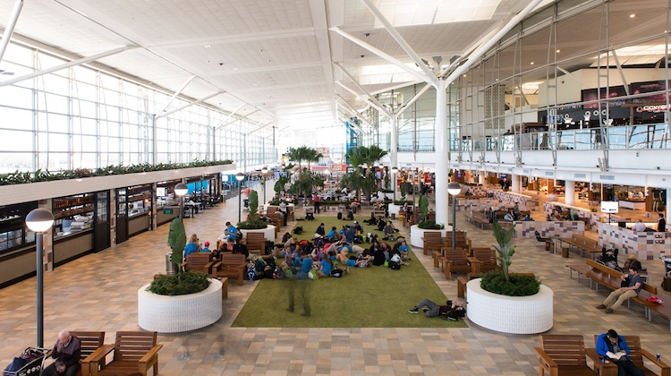 A supplied image of the newly redeveloped Brisbane Airport international terminal. (Brisbane Airport)