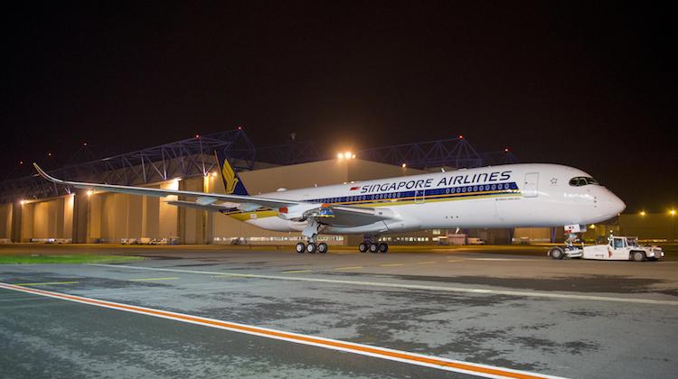 Singapore Airlines' firs Airbus A350-900 leaves the paint shop at Toulouse. (Airbus)