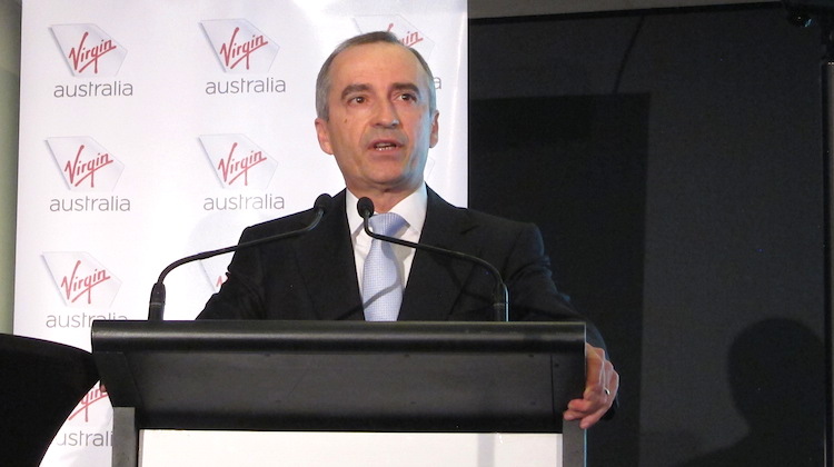 Virgin Australia chief executive John Borghetti at the company's annual general meeting in Brisbane. (Jordan Chong)