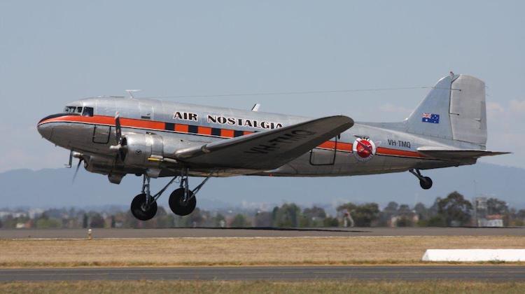 Air Nostalgia DC-3 VH-TMQ at Essendon Airport on December 17 2015. (Gordon Reid)