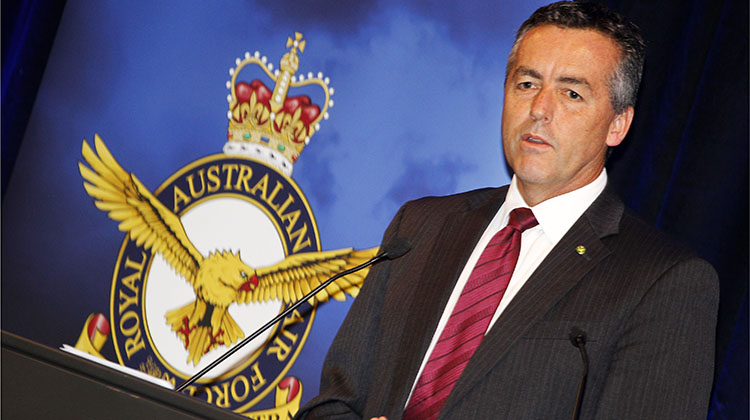 Parliamentary Secretary to the Minister for Defence, The Hon Darren Chester MP addresses participants of the 2015 Chief of Air Force Symposium.