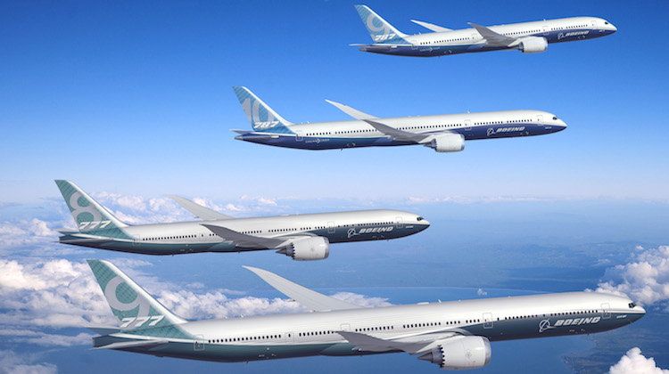 A supplied image of Boeing's 777-8, 777-9, 787-9 and 781-10. (Boeing)