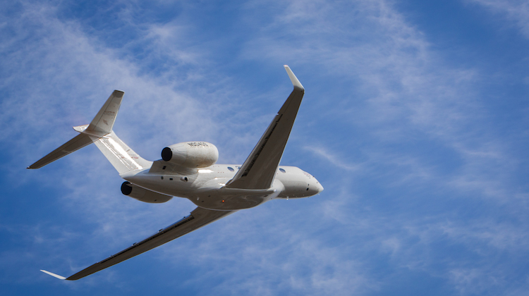 The G500s fourth test aircraft on its first flight, Saturday February 20. (Gulfstream)