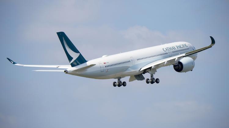 A supplied image of Cathay Pacific's first A350's maiden flight. (Airbus)