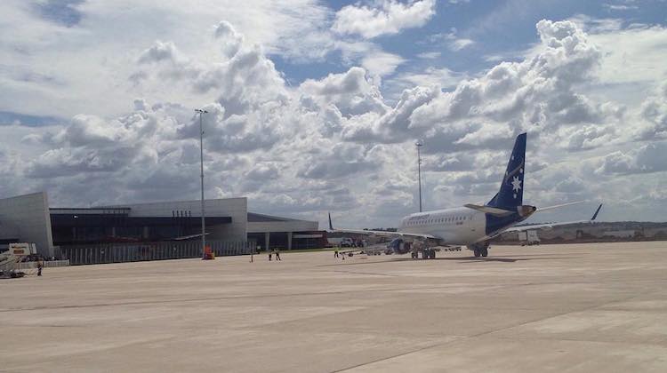 Airnorth Embraer E170 VH-ANT at Brisbane West Wellcamp Airport. (Wellcamp/Twitter)