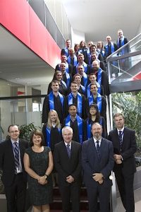 The 32 graduates of Airservices' Diploma of Aviation (Air Traffic Control) at their graduation ceremony in Brisbane. (Airservices) 