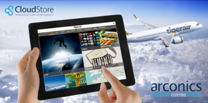 A supplied image of the Tigerair Australia IFE from Cloudstore by Arconics. (Arconics)