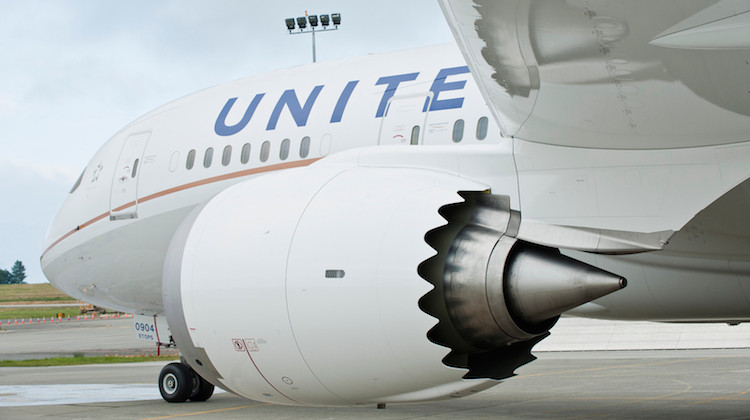 A supplied image of a United Boeing 787-9 at Sydney. (United)