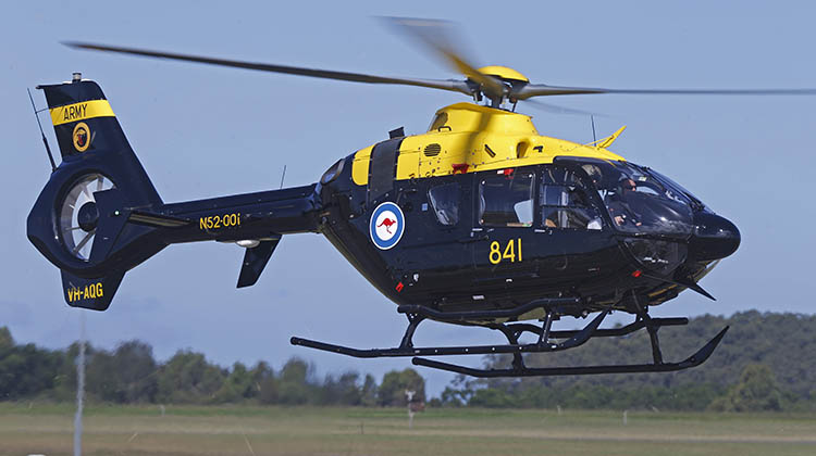 The first HATS EC135 T2+ arriving at Nowra on March 31 from Bankstown. (Defence)