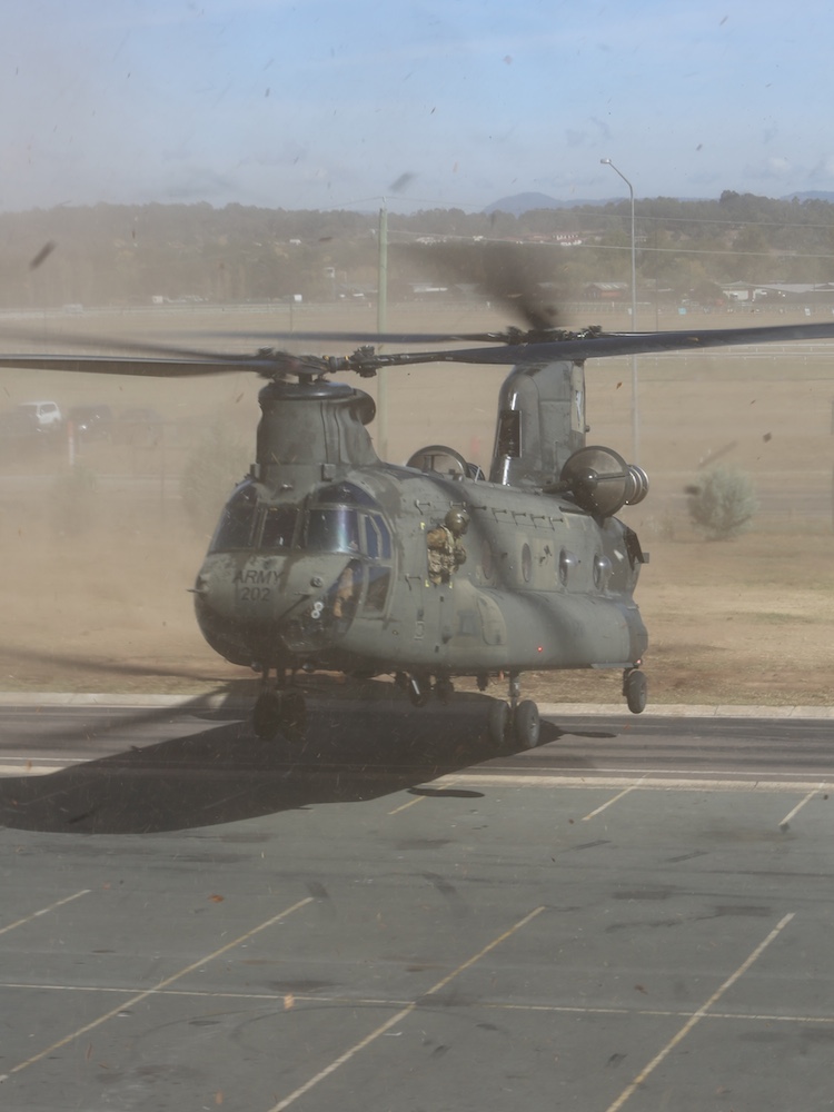 Army CH-47D Chinook, A15-202, will be towed to the Australian War Memorial on April 21. (Paul Sadler)