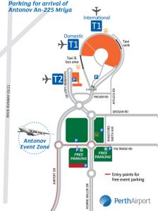 Where to go for Perth Airport's Antonov Event Zone. (Perth Airport)