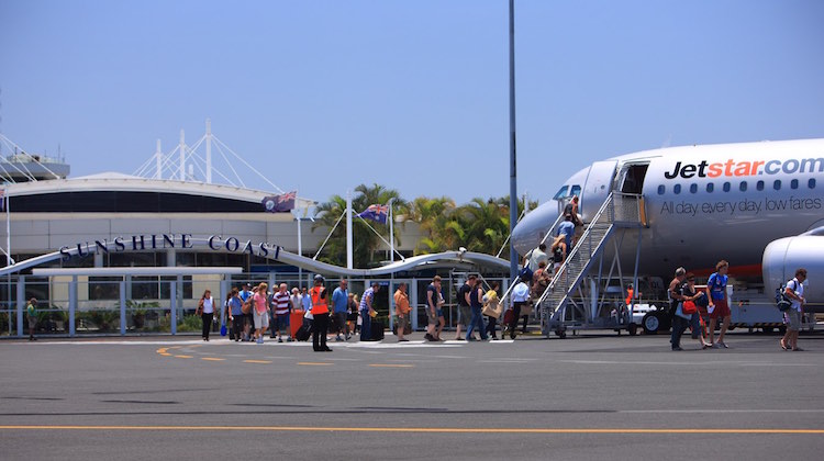 Jetstar flight at Sunshine Coast Airport