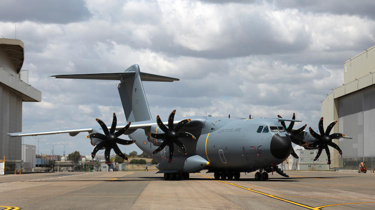 A supplied image of the first Airbus A400M for the Spanish Air Force. (Airbus)