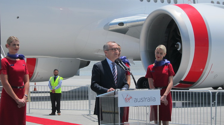 John Borghetti launching the new business class at Los Angeles Airport.