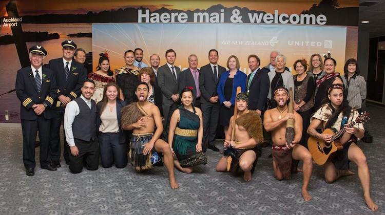 United's return to New Zealand on the SFO-AKL route featured some celebrations in the terminal. (Auckland Airport/Facebook)