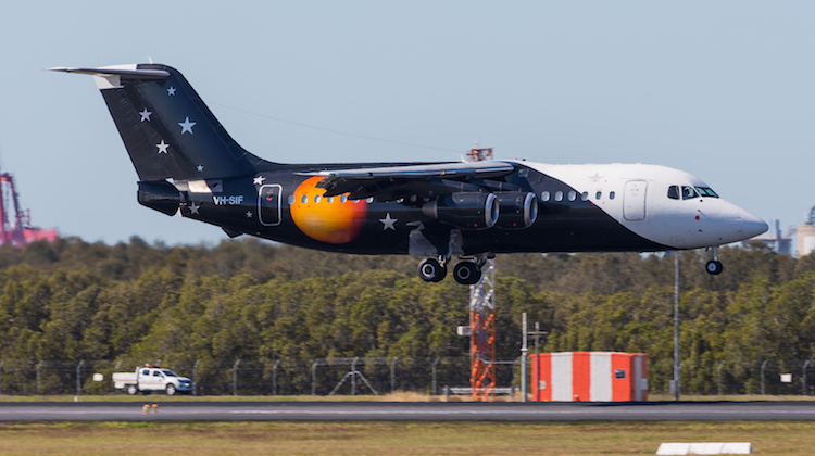 BAe 146-200QC VH-SIF operated by Pionair Australia on behalf of Virgin Australia at Brisbane Airport. (Lance Broad)