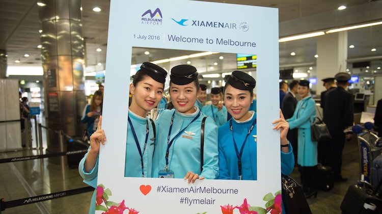 Xiamen Airlines staff at Tullamarine. (Melbourne Airport/Twitter)