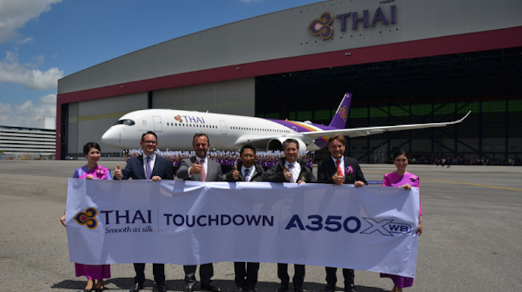 Thai Airways staff in Bangkok prepare a big welcome for the A350. (Thai Airways)