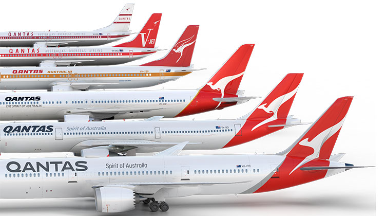 A look at Qantas liveries through the years. (Qantas)