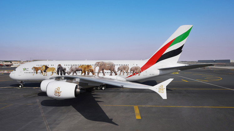 Emirates' United For Wildlife A380. (Emirates)