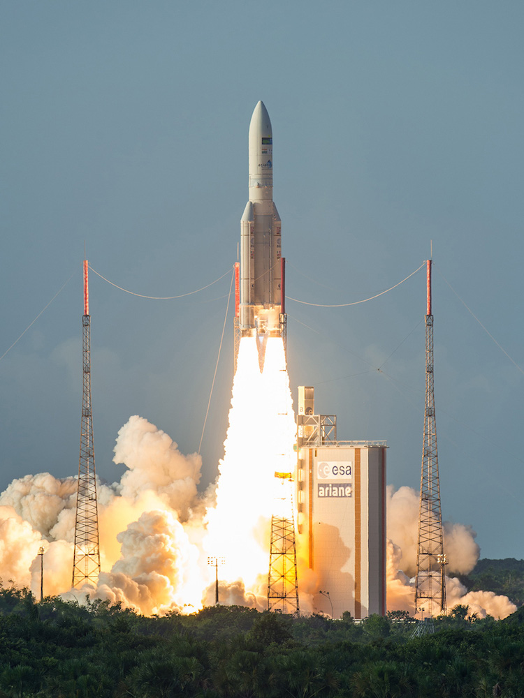 The Arianespace launch took place at 1730 local time on October 5. (nbn co) 