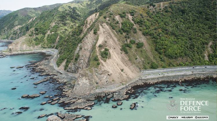 An aerial shot of the earthquake damage taken from a Royal New Zealand Air Force NH90 helicopter. (New Zealand Defence Force/Facebook)