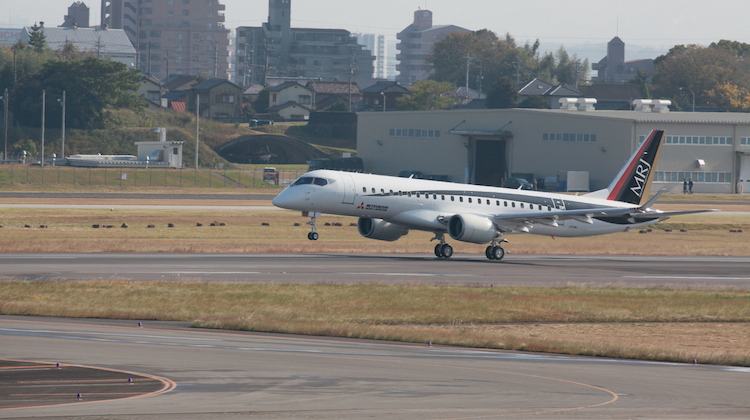 FTA-3 on its first test flight at Nagoya. (Mitsubishi Aircraft Corporation)