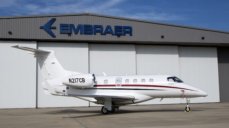 A supplied image of the first Embraer Executive Jets Phenom 300 for Australia. (Embraer)