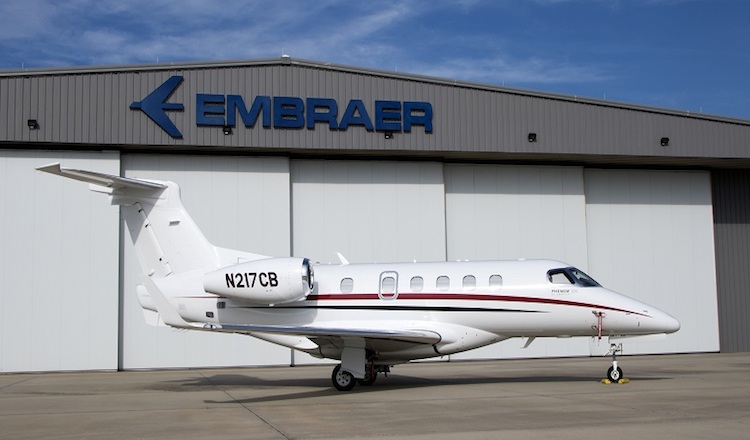 A supplied image of the first Embraer Executive Jets Phenom 300 for Australia. (Embraer)