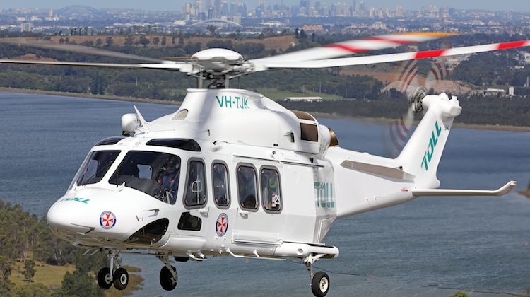 Rescue 204, VH-TJK, airborne over Sydney. (Paul Sadler)