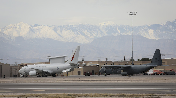 A Royal Australian Air Force E-7A Wedgetail and C-130J Hercules at Nellis Air Force Base during Exercise Red Flag 17-1. (Defence)
