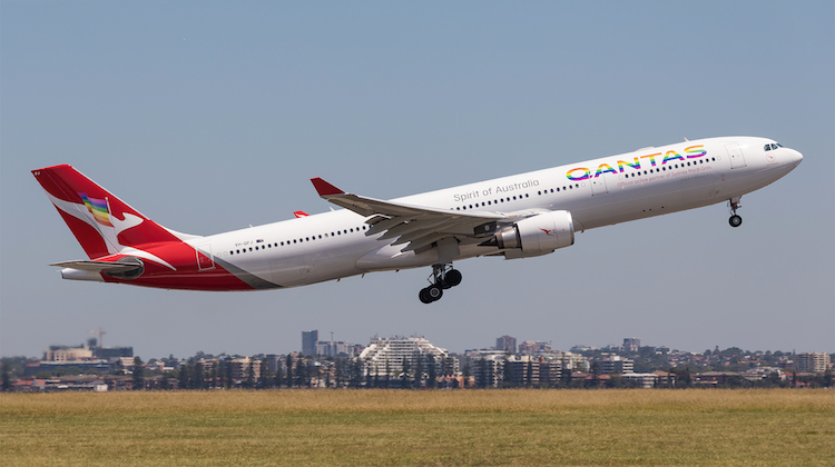 A Qantas Airbus A330 in a special rainbow livery. (Kurt Ams)