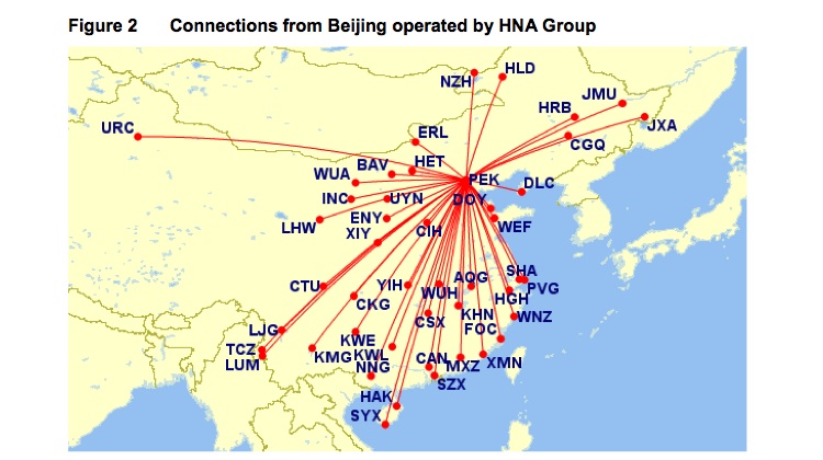 HNA Group carriers network from Beijing. (ACCC)