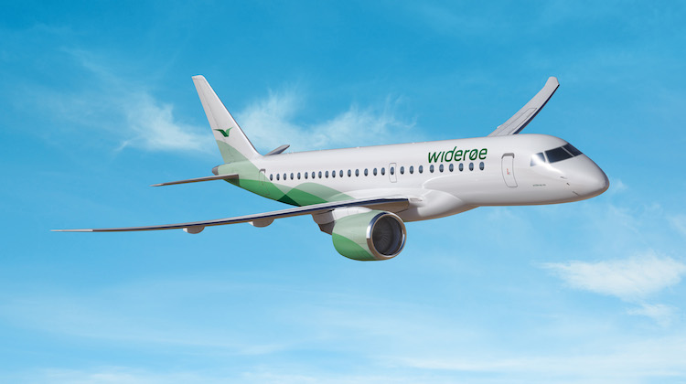 An artist's impression of the Embraer E190-E2 in Widerøe livery. (Embraer)