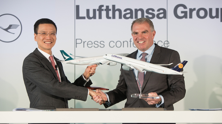 Cathay Pacific chief executive Ivan Chu and Lufthansa Group chief executive Carsten Spohr. (Cathay Pacific)