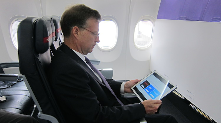 A file image of John Thomas on board a Virgin Australia Boeing 737-800. (Jordan Chong)