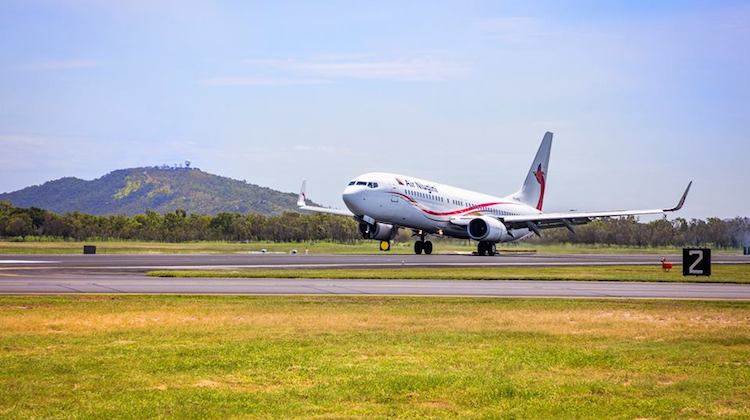 Air Niugini operated its inaugural Port Moresby-Townsville flight with Boeing 737-800 P2-PXC. (Townsville Airport/Facebook)