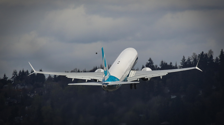 Boeing 737 MAX 9 on its first flight. (Boeing)