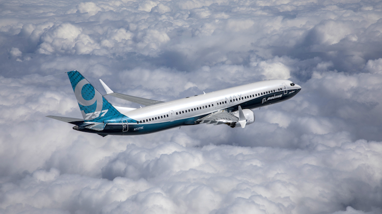 Boeing 737 MAX 9 on its first flight. (Boeing)