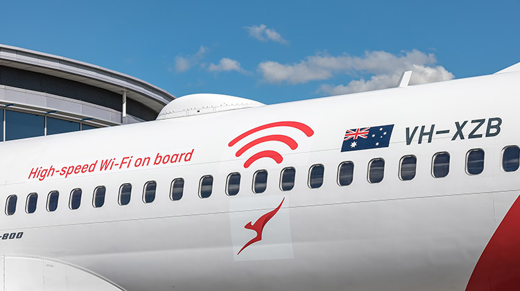Qantas's first aircraft to have Wi-Fi installed was Boeing 737-800 VH-XZB. (Qantas/Kurt Ams)