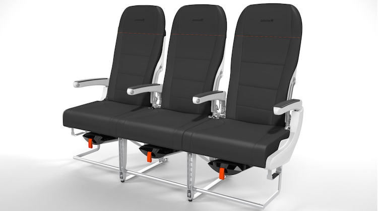A supplied image of the Recaro seats to be installed on Jetstar Australia and New Zealand's Airbus A320s. (Jetstar) 